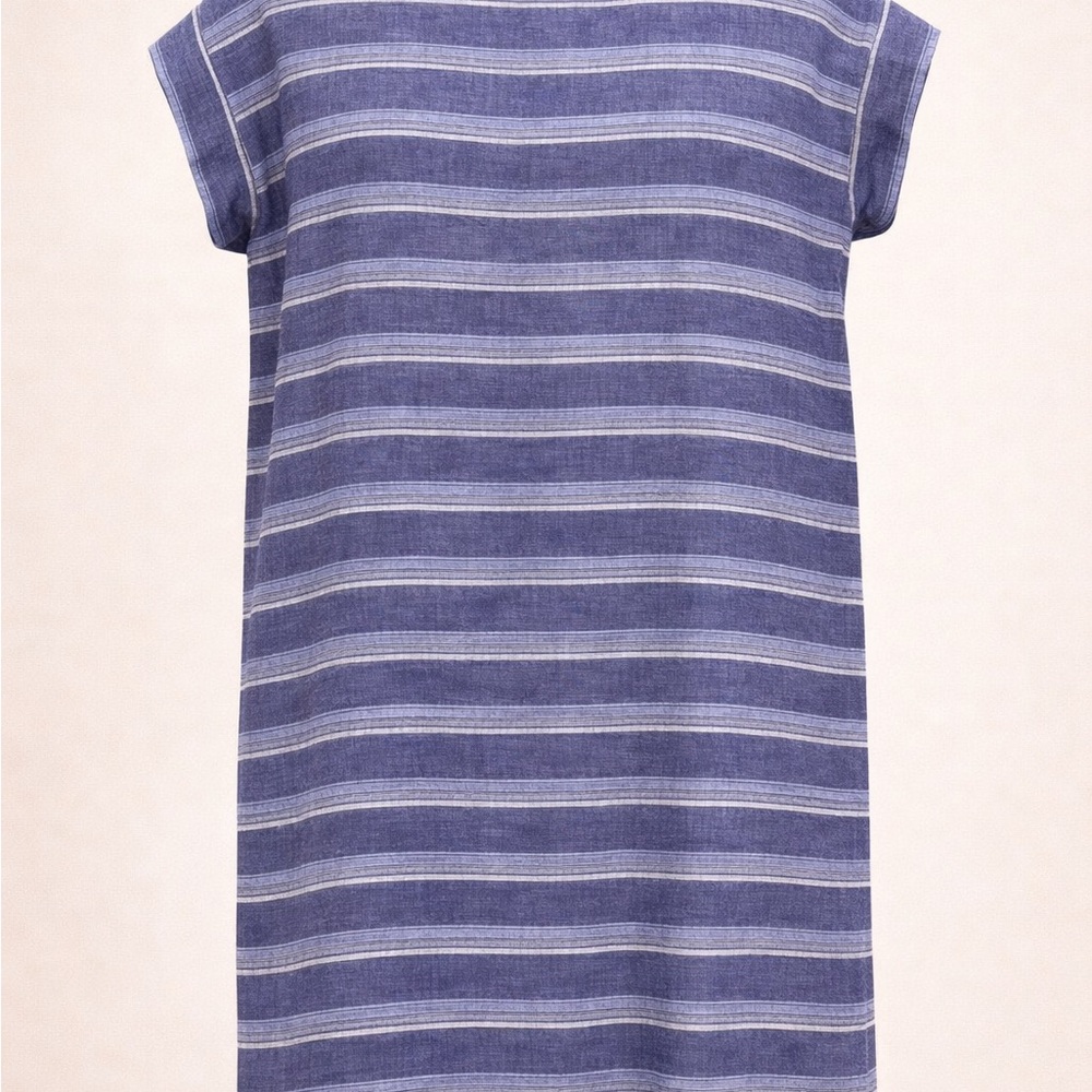 Navy Striped Linen Dress